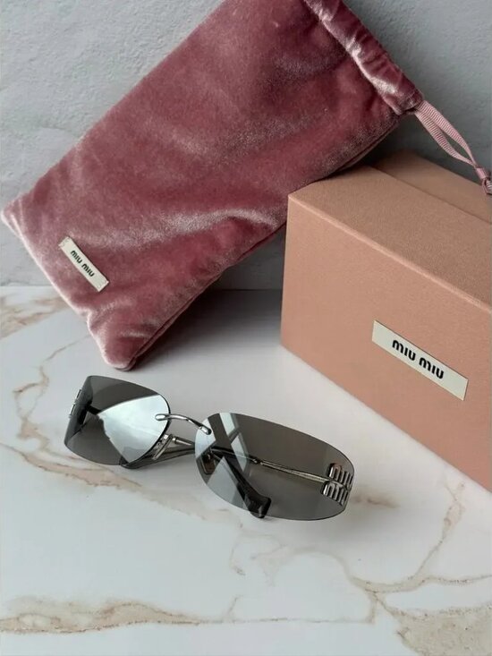 Report NEW Miu Miu MU A51S Mask Sunglasses in Silver Mirror main image 4